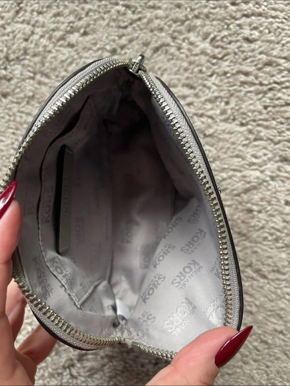 Michael Kors Light Gray Saffiano Key & Card Small Pouch